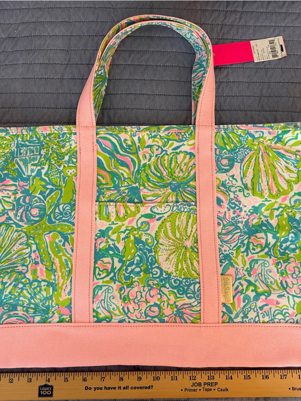 Lilly Pulitzer Pink-Trim Coastal Shell Print Tote